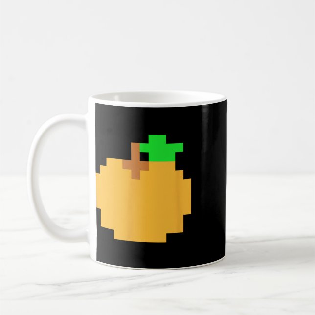 Orange Pixel 8-bit Arcade-videospel Matchande Kost Kaffemugg (Vänster)