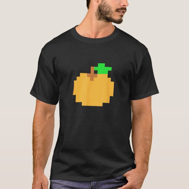 Orange Pixel 8 bitars arkadspel matchande kostnad T Shirt (Framsida)