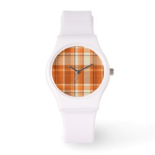 Orange pläd armbandsur