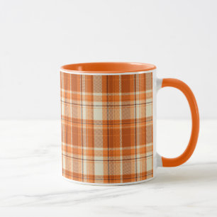 Orange pläd mugg
