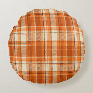 Orange pläd rund kudde