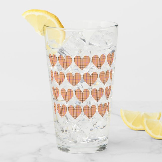 Orange Plade Flanella Heart Glaskopp (Framsida Ice)