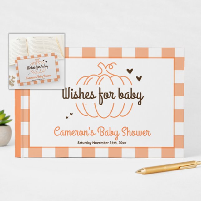 Orange Plade Little Pumpkin Neutralt Baby Shower Gästböcker (Skapare uppladdad)