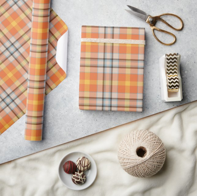 Orange Plaid Presentpapper (Hantverk)