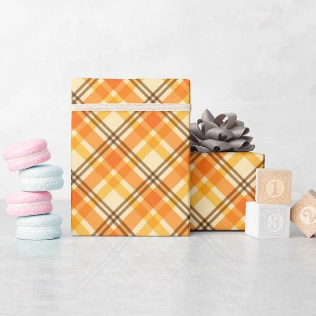 Orange Plaid   Wrapping Paper Presentpapper (Baby Shower)