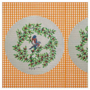 Orange planerad Western Bluebird Fabric Tyg