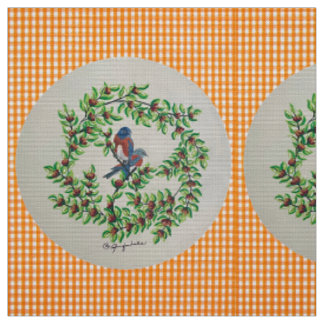 Orange planerad Western Bluebird Fabric Tyg