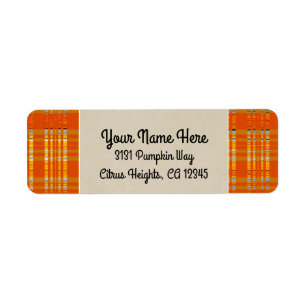 Orange Play & Brown Kraft Rustic Monogram Initial Returadress Etikett
