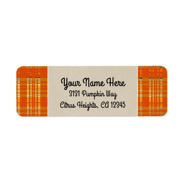 Orange Play & Brown Kraft Rustic Monogram Initial Returadress Etikett (Framsidan)