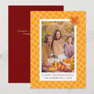 Orange Play Foto för hösten happy thanksgiving Julkort