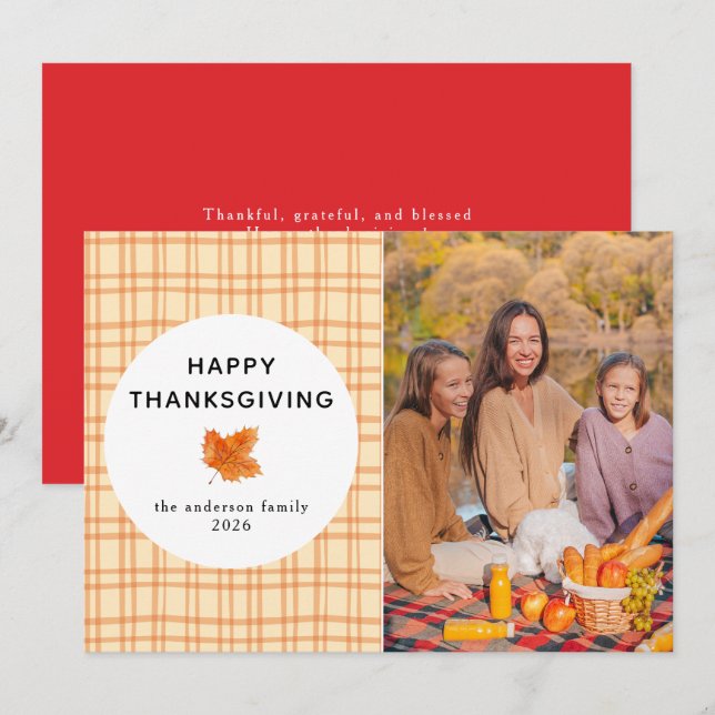 Orange Play | Foto för hösten happy thanksgiving Julkort (Fram/baksida)