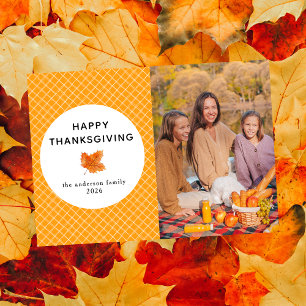 Orange Play Foto för hösten happy thanksgiving Julkort