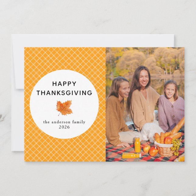 Orange Play | Foto för hösten happy thanksgiving Julkort (Framsida)