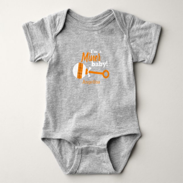 Orange Play Miner Baby Bodykostym T Shirt (Framsida)