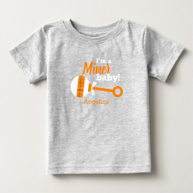 Orange Play Miner Baby T-Shirt (Framsida)