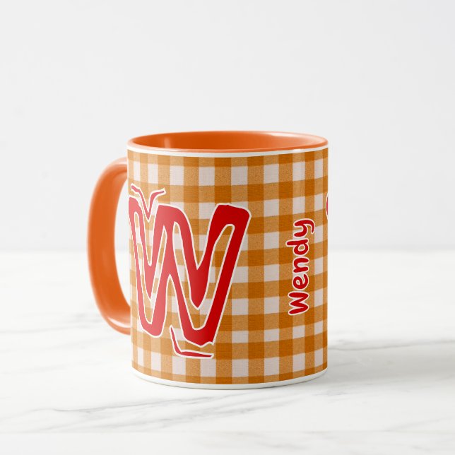 Orange Play-Namn (Monogram,) Vintage-kaffe Mugg (Framsida vänster)