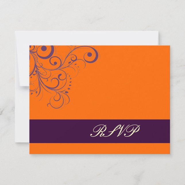 Orange + Plum Swirls/RSVPs kräver 5 x 7 inbjudning OSA Kort (Framsida)