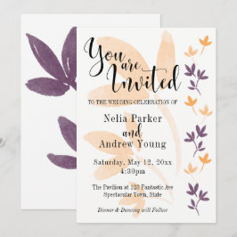 Orange & Plum Vackra Typografi Bröllop Inbjudningar