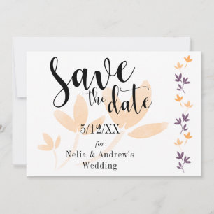 Orange & Plumblad Modern Typsnitt Save the Date Spara Datumet