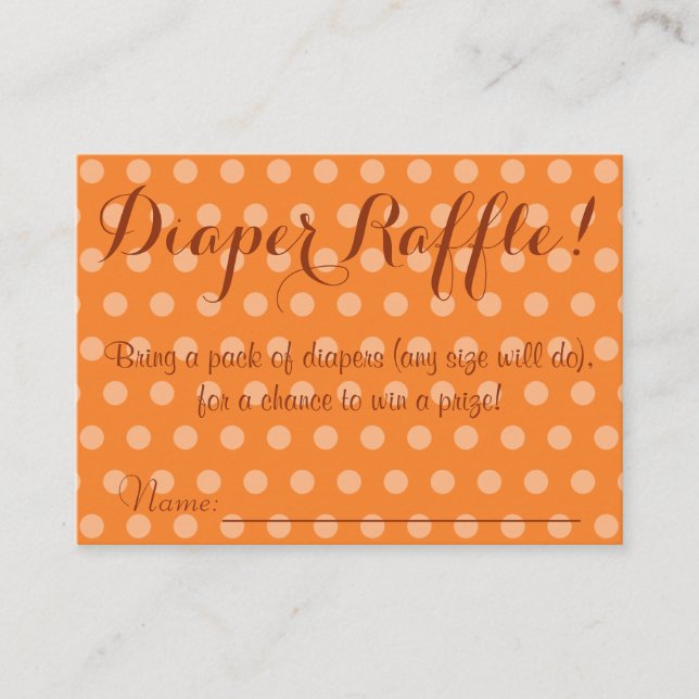 Orange Polka Dot Baby Shower Raffle Biljett Tilläggskort (Framsida)