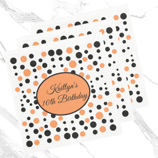 Orange Polka Dot Birthday Pappersservett