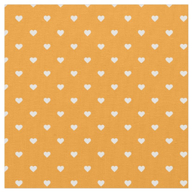 Orange Polka Dot Hearts Tyg (Närbild)