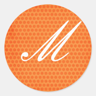 Orange Polka Dot Monogrammed Sticker Runt Klistermärke