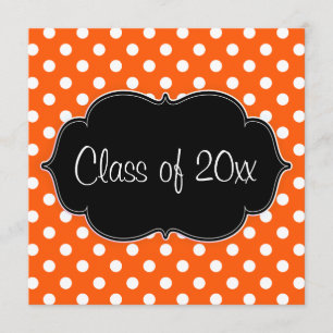 Orange Polka Dot Studenten Inbjudningar
