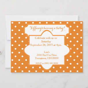 Orange Polka dots Baby Shower Inbjudningar