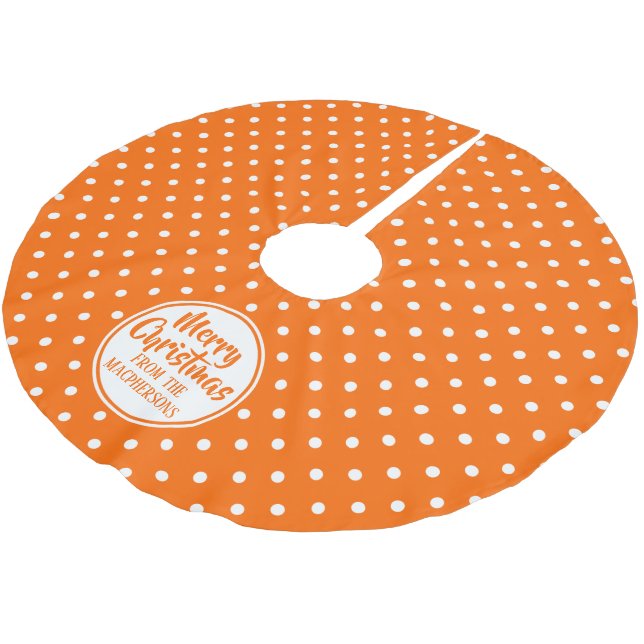 Orange Polka dots Julgran Skirt Julgransmatta Borstad Polyester (Vinklad)