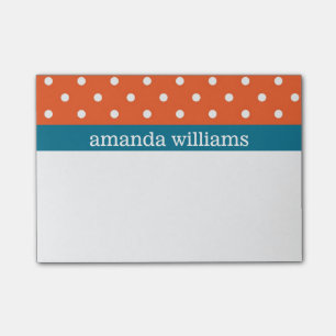Orange Polka dots med blå Rand Post-it Block