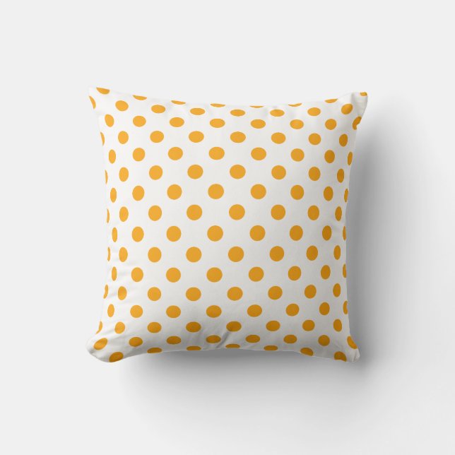 Orange Polka dots Mönster mot vit bakgrund Kudde (Framsida)