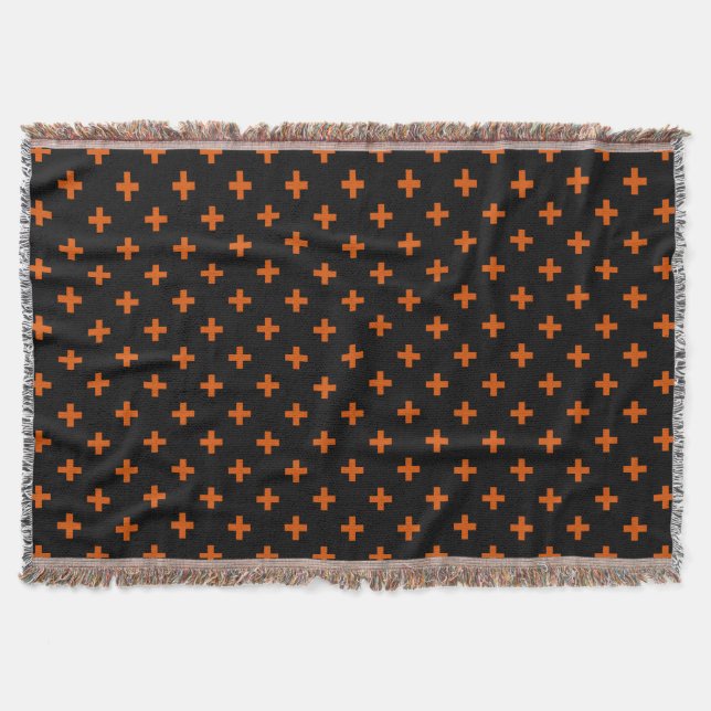 Orange polka kor på svart filt (Framsidan)