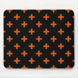 Orange polka kor på svart musmatta