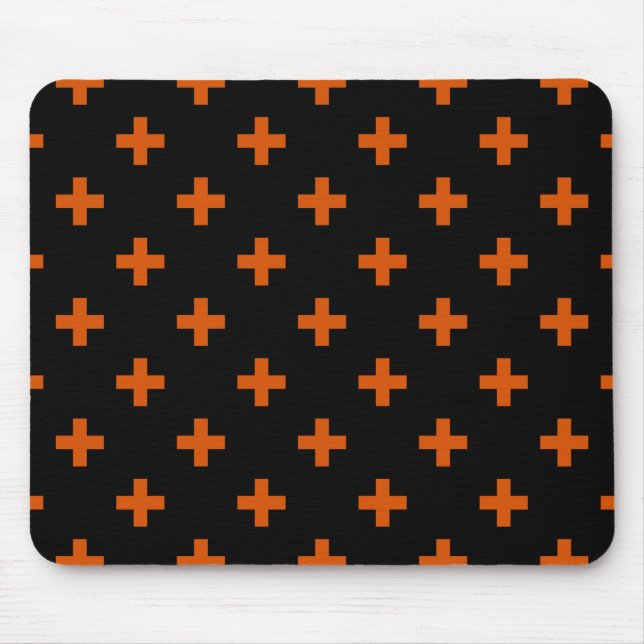 Orange polka kor på svart musmatta (Framsidan)