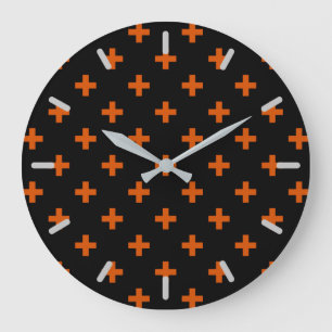Orange polka kor på svart stor klocka