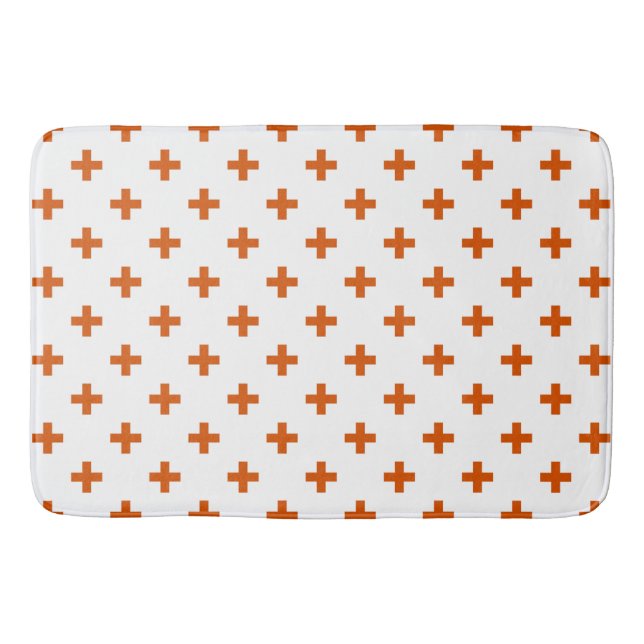 Orange polka kor på vitt badrumsmatta (Framsidan)