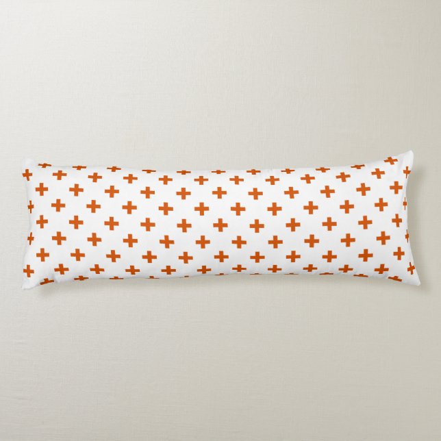 Orange polka kor på vitt kroppskudde (Baksidan)