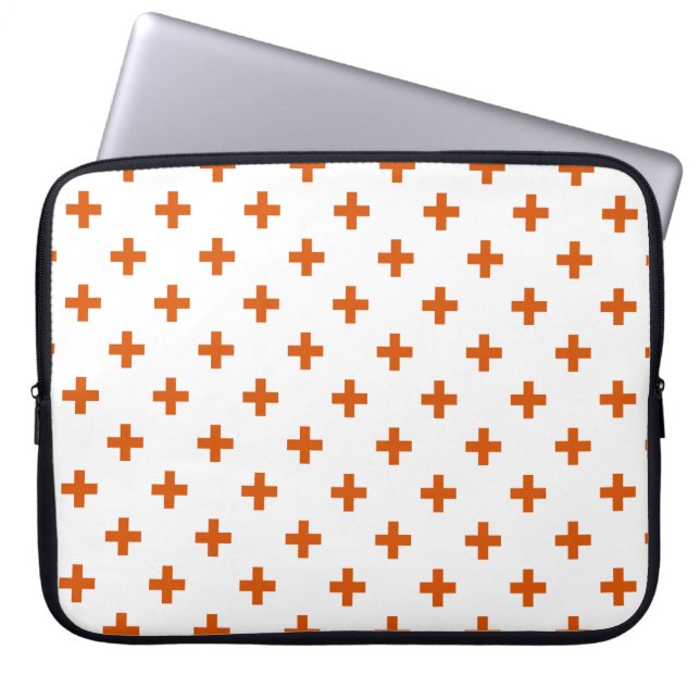 Orange polka kor på vitt laptop fodral (Framsidan)