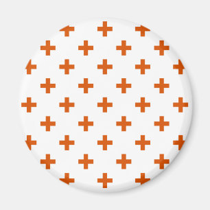 Orange polka kor på vitt magnet