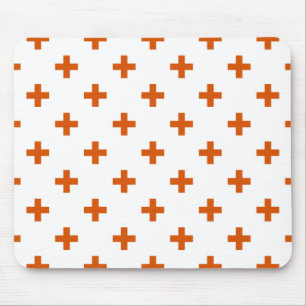 Orange polka kor på vitt musmatta