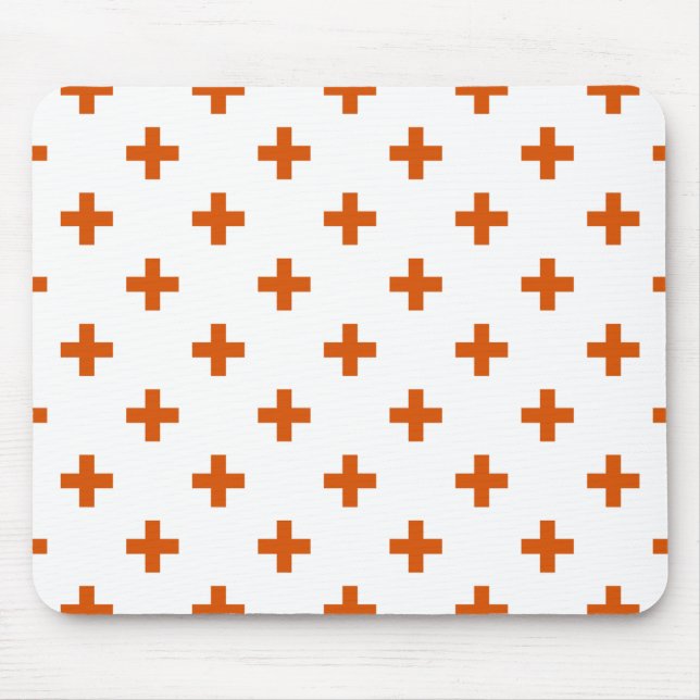 Orange polka kor på vitt musmatta (Framsidan)