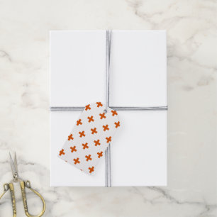 Orange polka kor på vitt presentetikett