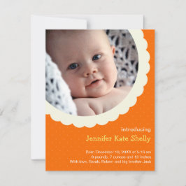 Orange polka punkt rosette foto söt baby födelse meddelande