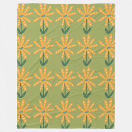 Orange Polka-punktblommor Fleecefilt