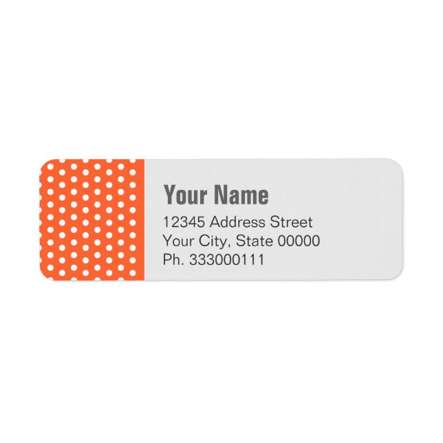 Orange Polkadot Returadress Etikett (Framsidan)