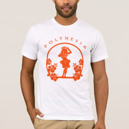 Orange polynesiansk dansare med hibiskusblommor t shirt