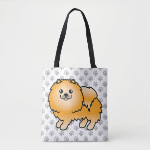 Orange Pomeranian Söt Tecknad Hund & TassاربنOrang Tygkasse