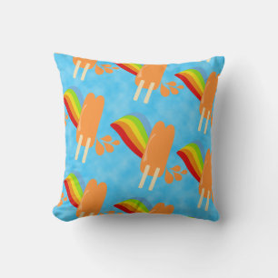 Orange Pop Retro Rainbow Mönster Roligt Art Kudde