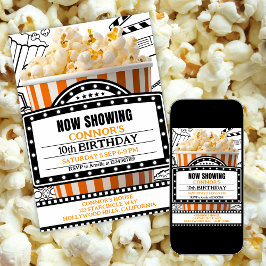 Orange Popcorn Filmkvälls Festinbjudan Inbjudningar